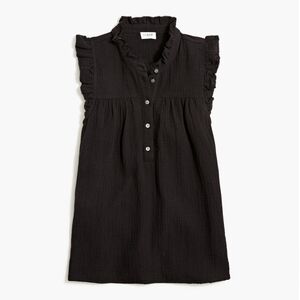J.Crew Black Ruffle Trim Top
